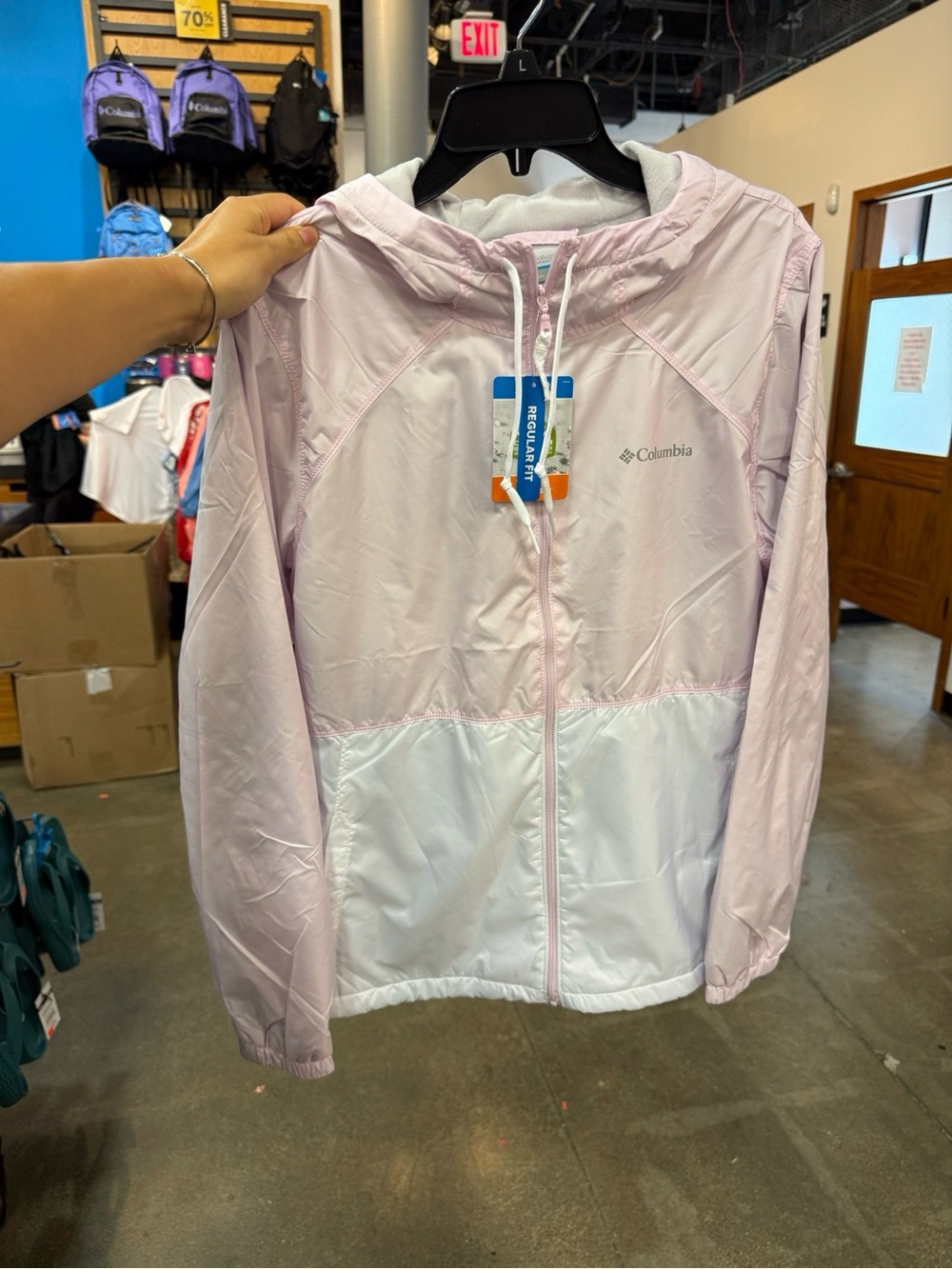 🔥 NWT Columbia Women’s Center Ridge II Lined Windbreaker Jacket Pink/White L